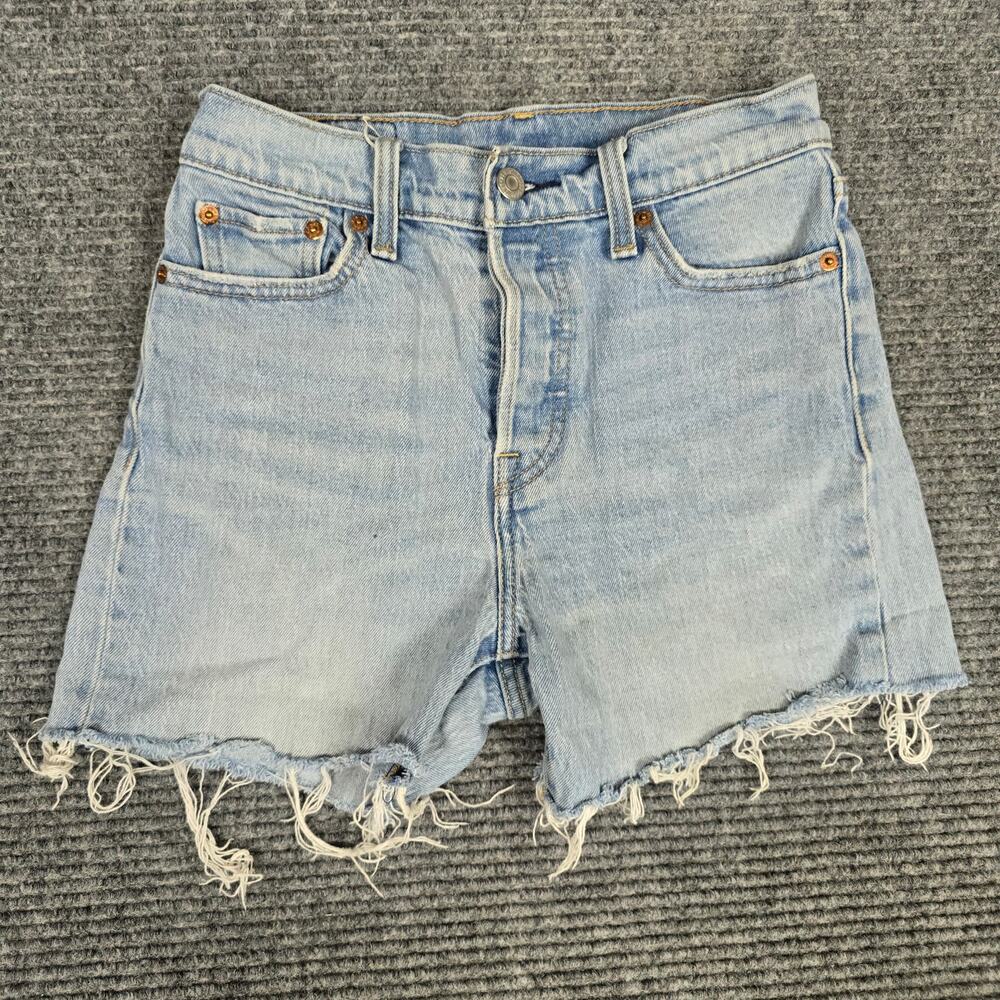 Levi's 501 Shorts Womens 26 Light Wash Cutoff Raw Hem Button Fly High Rise